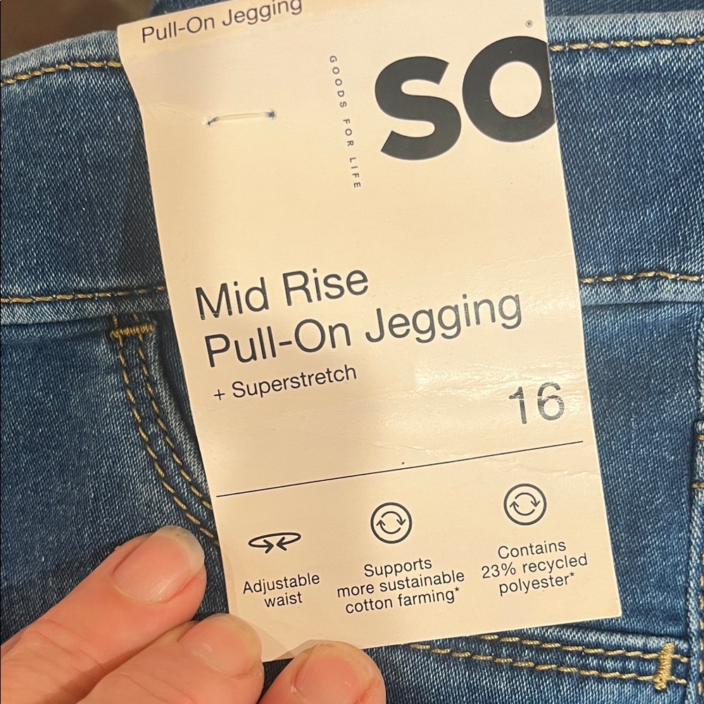 SO Blue Pull-On Jegging size 16 girl mid-rise